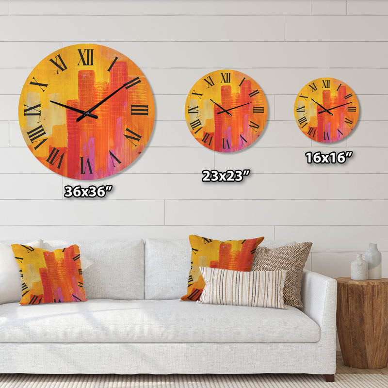 Horloge murale paysage urbain des gratte-ciels dans la ville moderne III, Moyenne