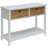 Rectangular Console In White With 2 And Shelf Storage Table Open