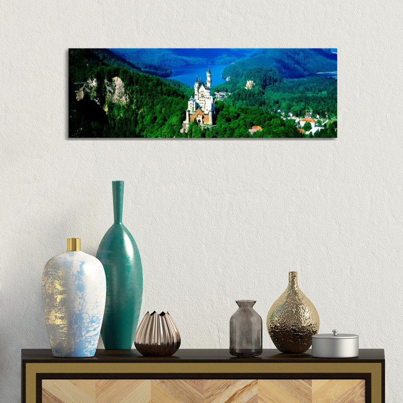 Aerial View, Neuschwanstein Castle, Schwangau, Bavaria, Germany by Panoramic Images - Wrapped Canvas Panoramic Print