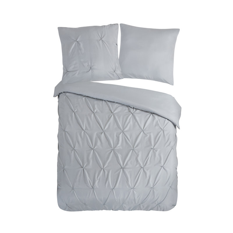 Cotton Abstract Duvet Cover with Pillowcases, Anthracite