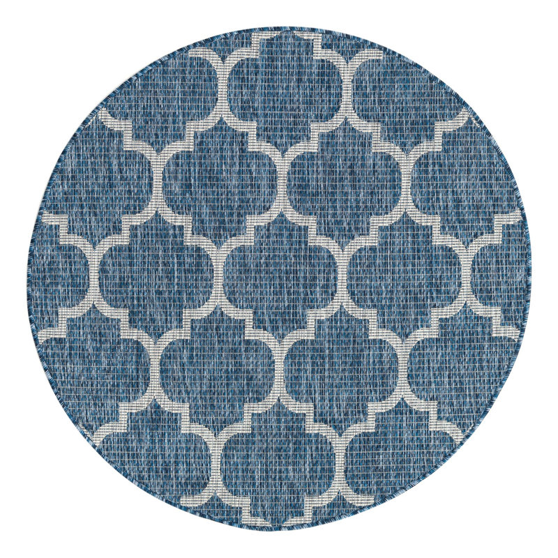 Suffolk Blue Indoor/Outdoor Area Rug, Round 4'