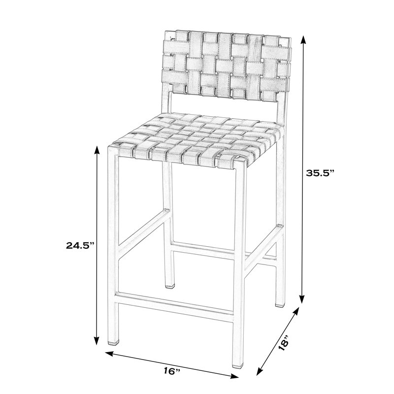 Tabouret de comptoir 24,5 po Bialiy Lilian, Brun / Argenté
