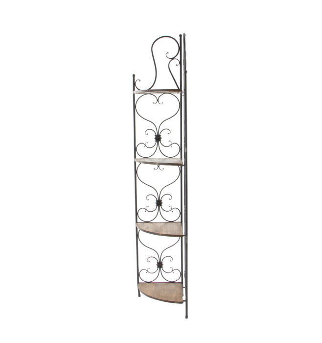Charlton Home® Hanah Iron Standard Baker's Rack with Wooden Shelves ...