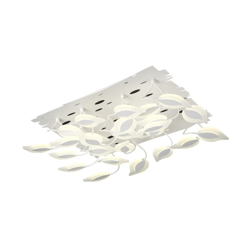Lustre blanc moderne, 31,5 po x 23,6 po x 7,9 po | 1 x DEL intégrée 78 W, 4 000 K, 4 680 Lm | Conception florale élégante, parfaite pour la salle à manger et les espaces de vie | Luminaire élégant pour la décoration intérieure