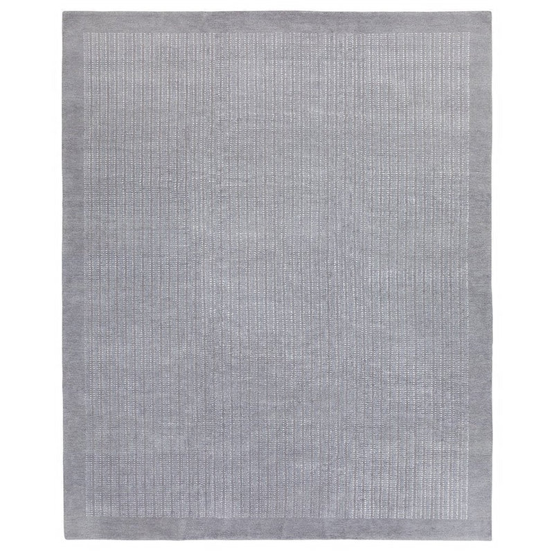 Handmade Linen and Silk Striped Area Rug, Rectangle 8' x 10'