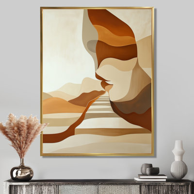 «Layered Earth Boho Forms VI», décoration murale encadrée abstraite style Mid-Century