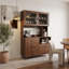 Armoire de cuisine de 47 pouces avec portes vitrées, support pour micro-ondes et buffet