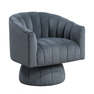 Velvet Accent Chair With Swivel Base For Modern Luxury, Comfortable Barrel Back Design For Living Room Elegance