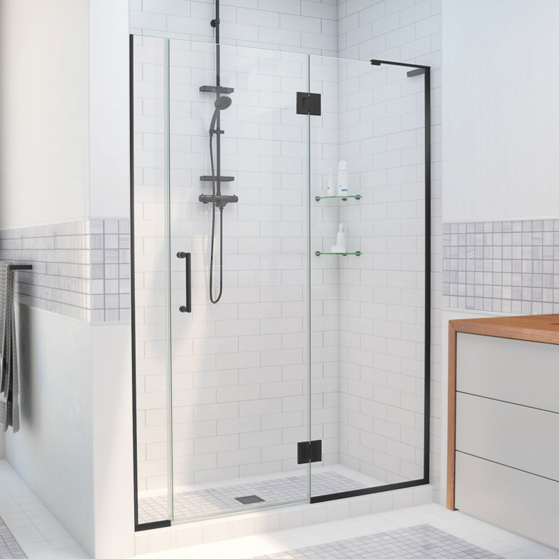 DreamLine Unidoor-X 37 - 37.5 inch W x 72 inch H Frameless Hinged Shower Door in Matte Black, Matte Black, 37.5", Reversible