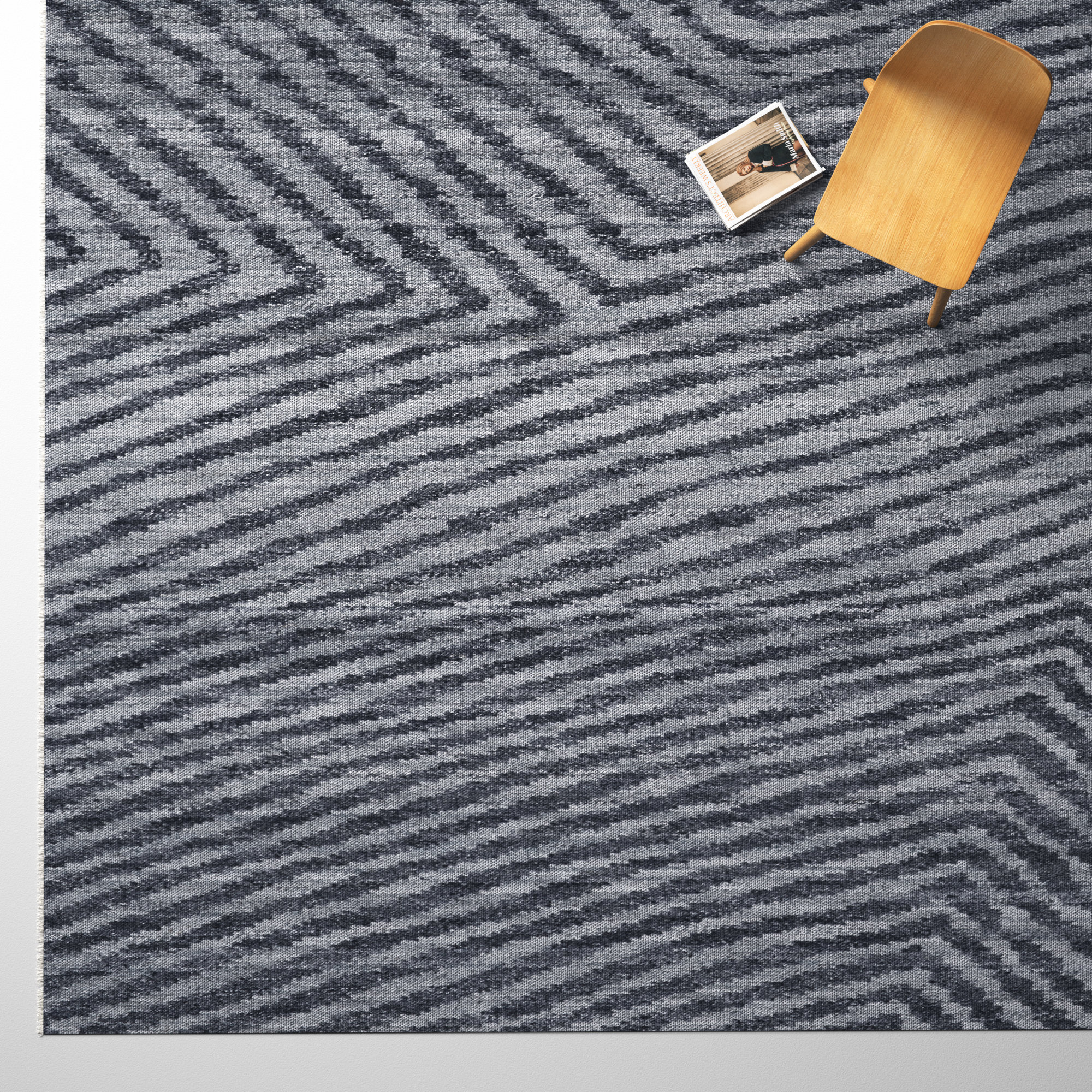 Ethos Handmade Wool Graphite Gray Rug, Rectangle 9' x 12'