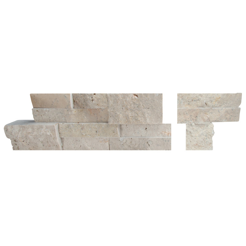 Stonecrest 6 in. x 18 in. Split Face Natural Stone Ledger Corner Wall Tile, Casella Cream