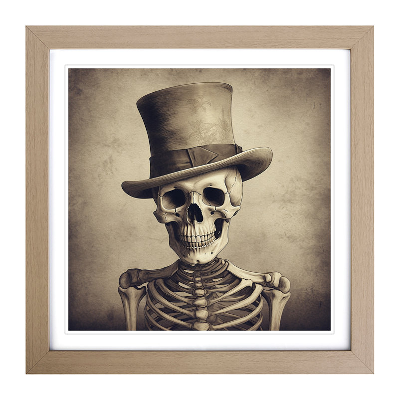 Skeleton Vintage No.1 - Single Picture Frame Print on Wood, Oak