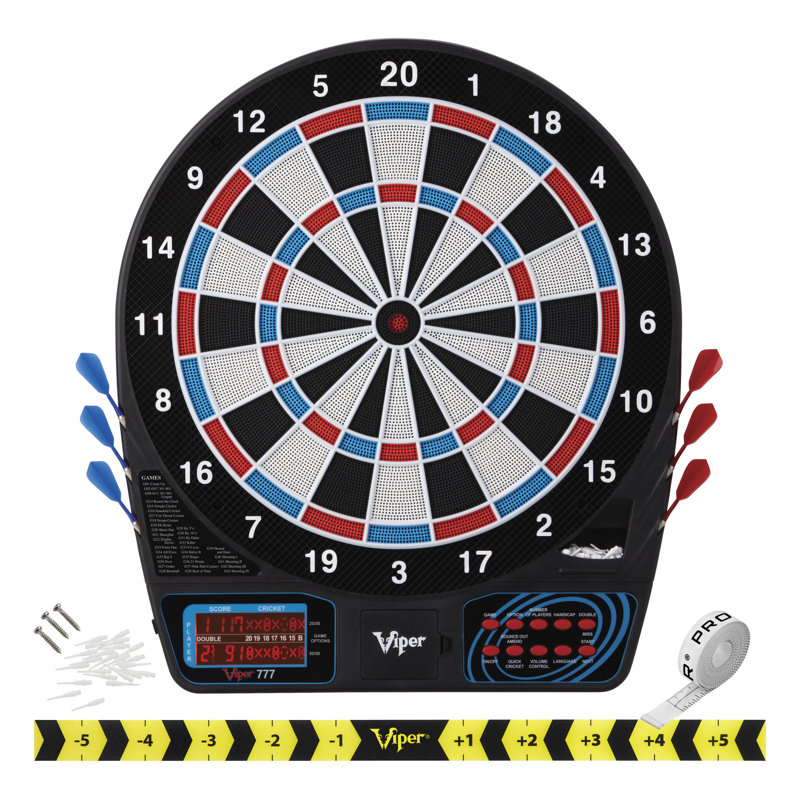 Padded Dart Mat Electronic Dartboard and Cabinet Set with Darts, Espresso
