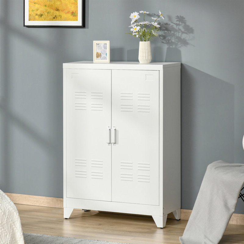 Armoire de rangement polyvalente en acier industriel avec tablettes réglables et portes doubles pour divers articles
