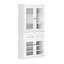 Garde-manger 100% bois massif Kaniesha 32 po avec portes en verre transparent, 2 tiroirs et tablettes réglables-264165592