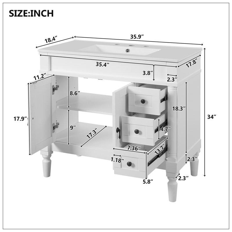 Vanities For Bathroom, Black, White
