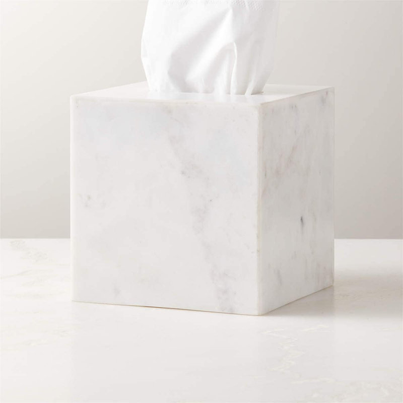 Couvercle de boîte de papier hygiénique en marbre blanc de luxe, accessoire de bain en marbre naturel élégant pour un décor moderne