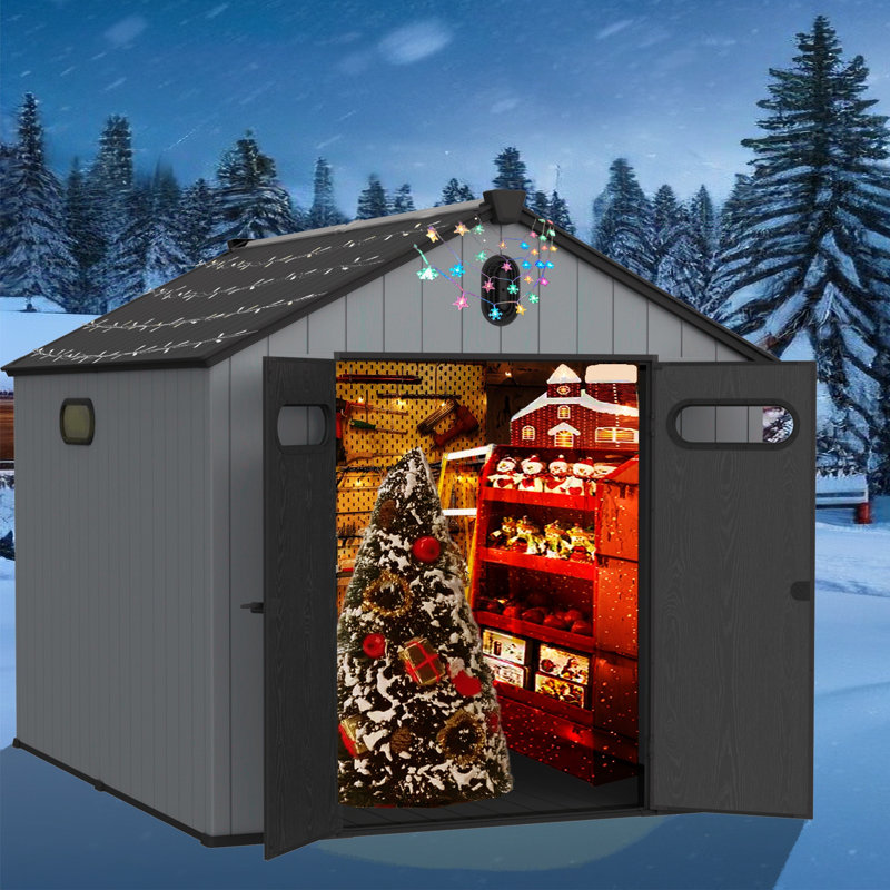 8*10ft resin plastic storage shed for backyard garden big spire Tool storage