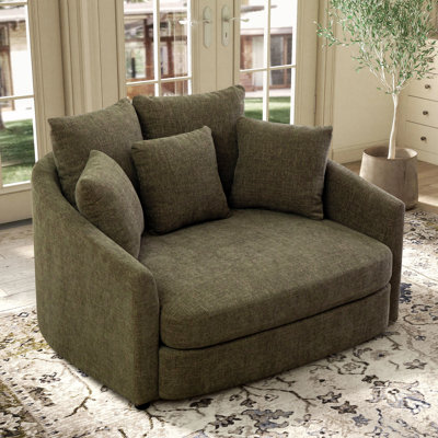 Fauteuil d'appoint moderne en chenille de 56,3 po de largeur avec 5 coussins