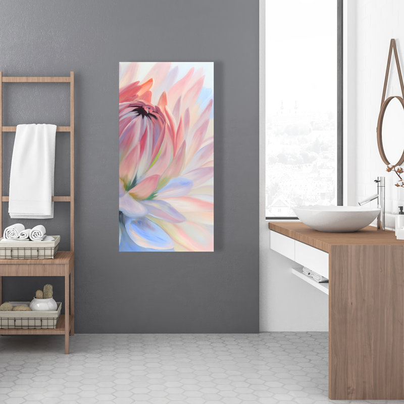 Lotus fleur pastel - toile botanique pour la décoration intérieure, H 48 po x l 24 po