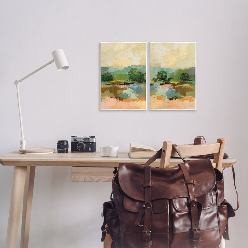 Across the River Landscape, ensemble de 2 plaques murales par Silvia Vassileva