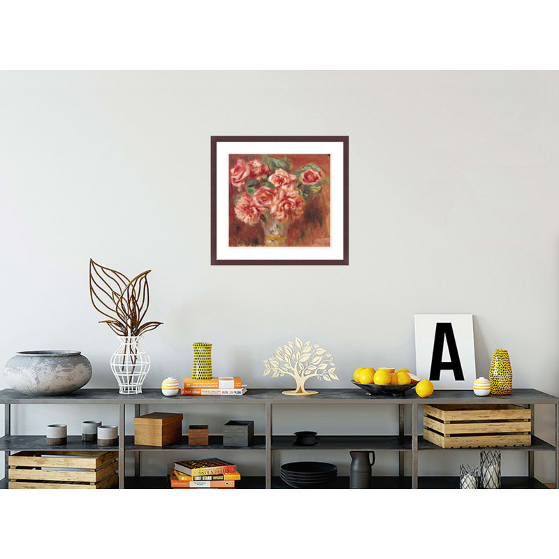 «Roses in a Vase» par Pierre-Auguste Renoir, impression giclée encadrée, H 23,5 po x l 25,14 po