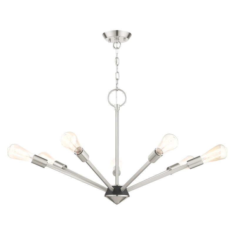 Lustre sphérique spoutnik 7 lumières Adriano, Blanc / nickel brossé