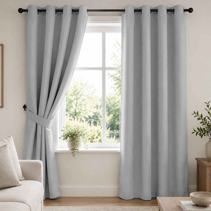 Bernards Blackout French Door Curtain, Light Grey, 168cm Width x 183cm Drop