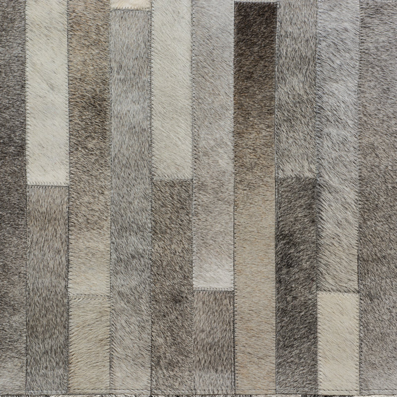 Poseidon Cowhide Striped Area Rug, Rectangle 6' x 9'