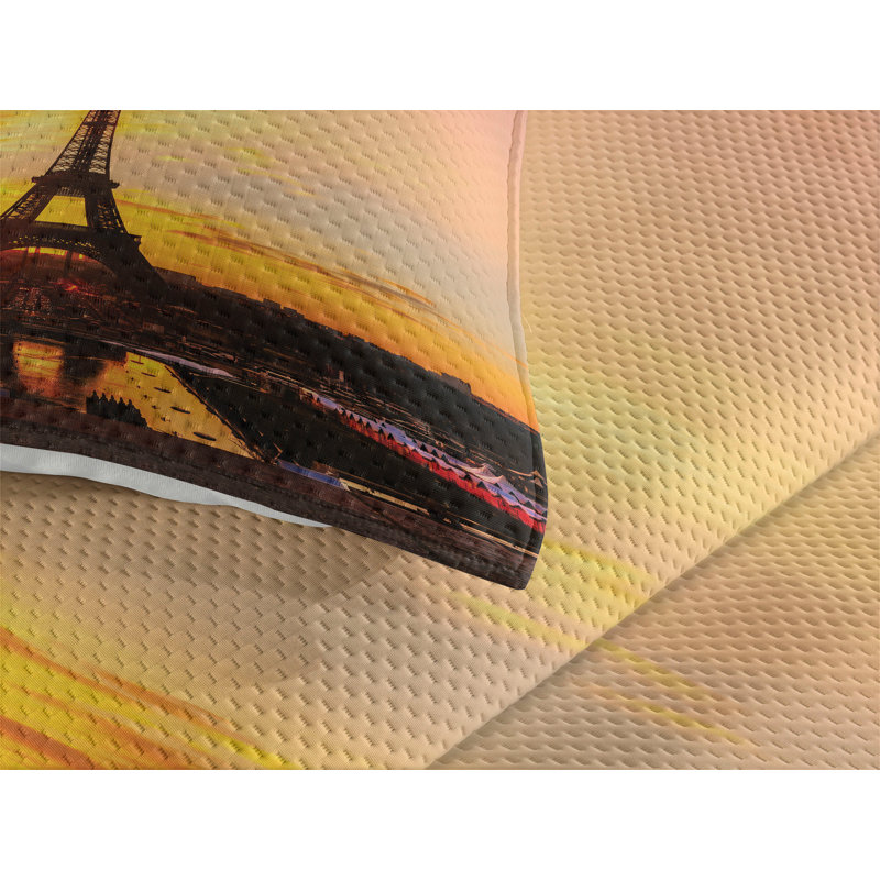 Eiffel Tower Eclectic Coverlet, King Bedspread + 2 Shams