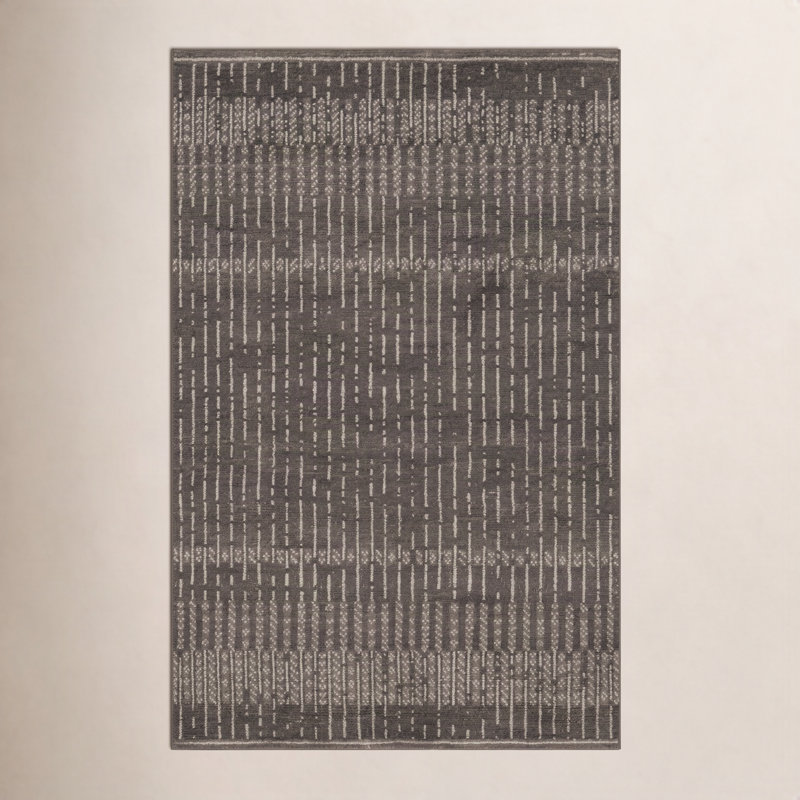 Tapis d'intérieur en laine noué à la main Vanna Villa, Gris, 7 pi 9 po x 9 pi 9 po