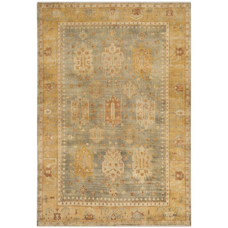 Oushak Oriental Hand-Knotted Wool Gray/Gold Area Rug