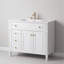 Meuble-lavabo blanc 36 po avec lavabo, armoire en bois massif et panneau de fibres à densité moyenne, tiroir rabattable, portes à fermeture en douceur, quincaillerie dorée