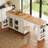 85.5" Kitchen Island with Extendable Dining Table-1271669616