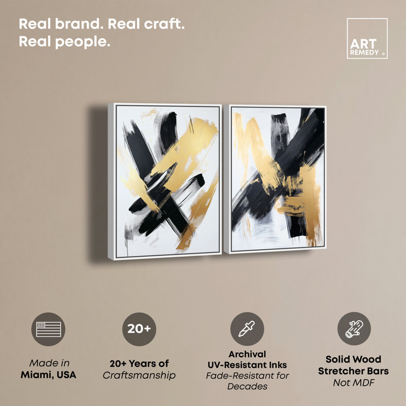 «Auric Energy Duo», ensemble d'art mural sur toile encadré par Art Remedy, cadre blanc, 20 x 30, H 31 po x l 21 po