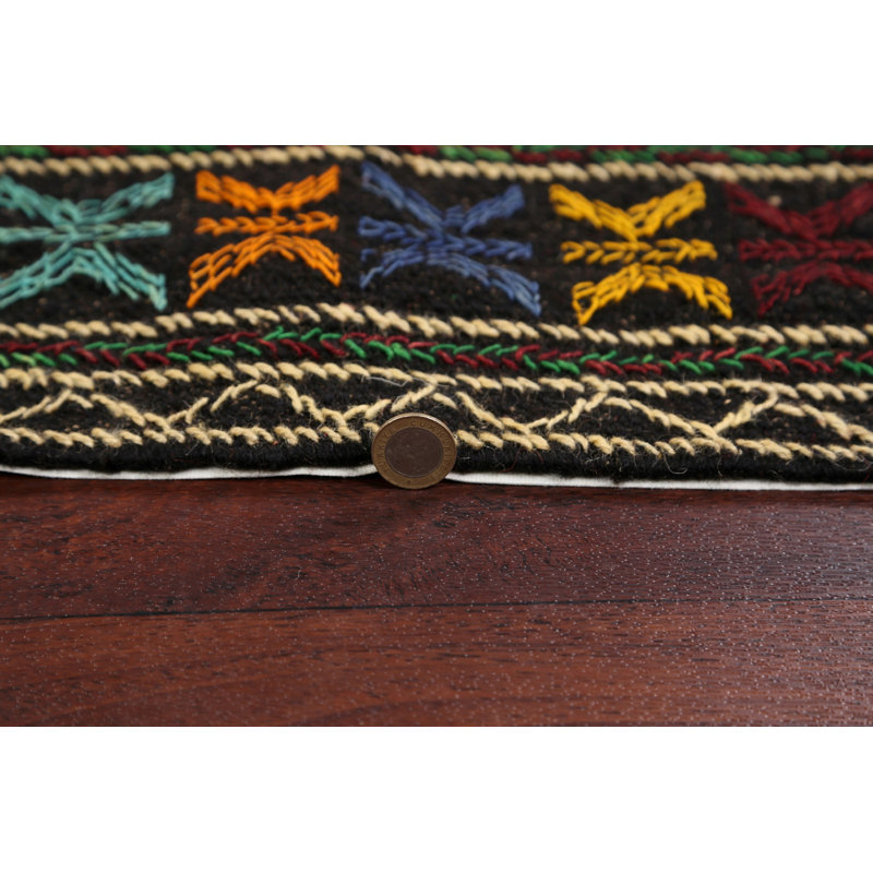 Tapis rouge / beige / noir en laine fabriqué à la main Kilim