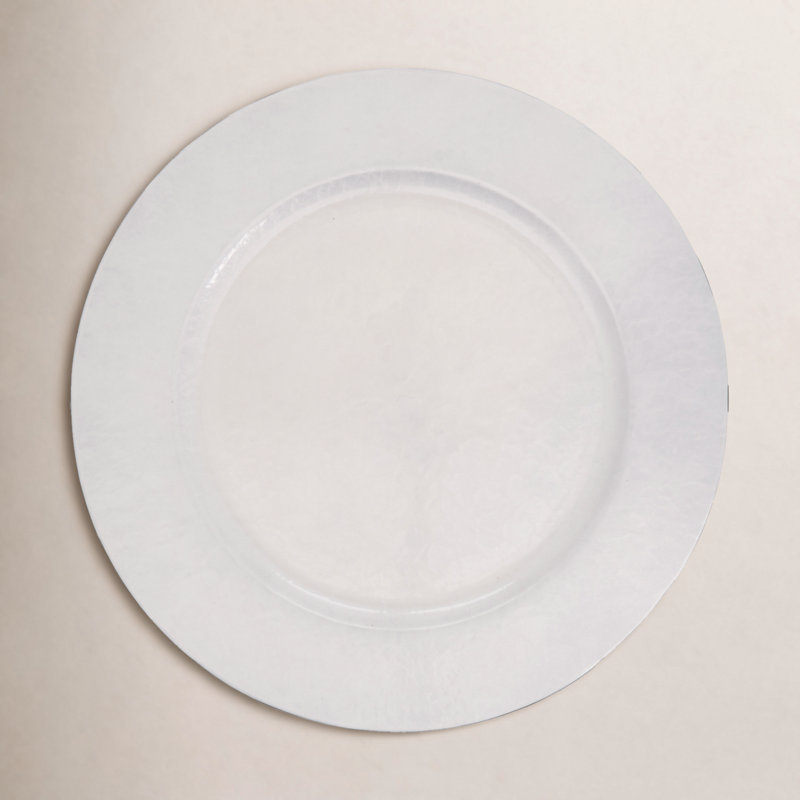 Assiette de présentation en fausse perle Soft Glow (ensemble de 4), Blanc