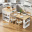 Îlot de cuisine cannelé 82,6 po avec 4 à 6 sièges de table extensibles, prise de courant intégrée et rangement double, noir-462311267