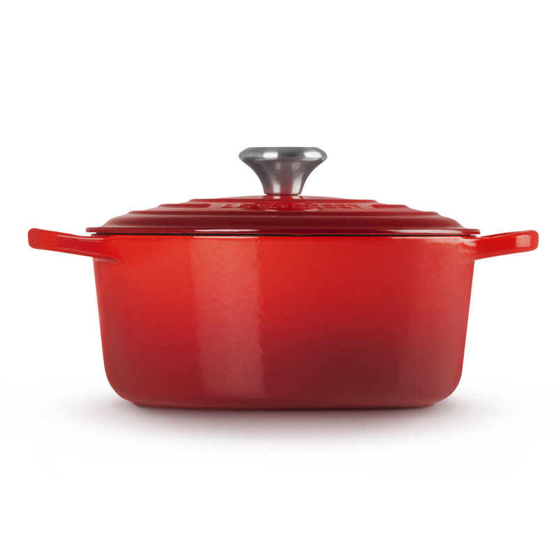 Le Creuset Signature Enameled Cast Iron Round Dutch Oven with Lid, Cerise, 7.25 quarts