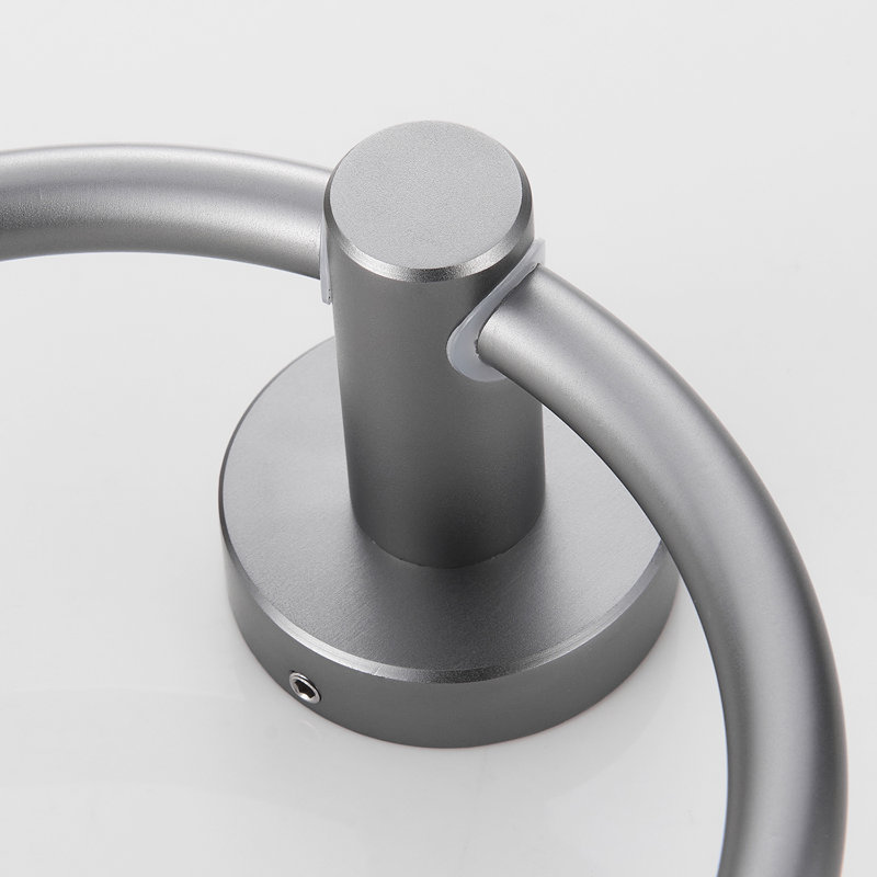 (1 paquet) Anneau à serviettes rond mural en aluminium gris pistolet, Gris pistolet