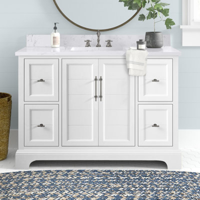 Vannes 48" Single Sink Freestanding Bathroom Vanity with Engineered Marble Top