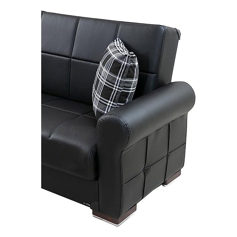 Canapé en cuir Vegan de 87 po Anno, Noir