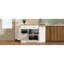 Îlot de cuisine bicolore élégant avec poubelle escamotable dissimulée, étagère à épices à 3 niveaux et placard à portes coulissantes. Garde-robe double à tiroirs pour le rangement. Buffet blanc multifonctionnel.