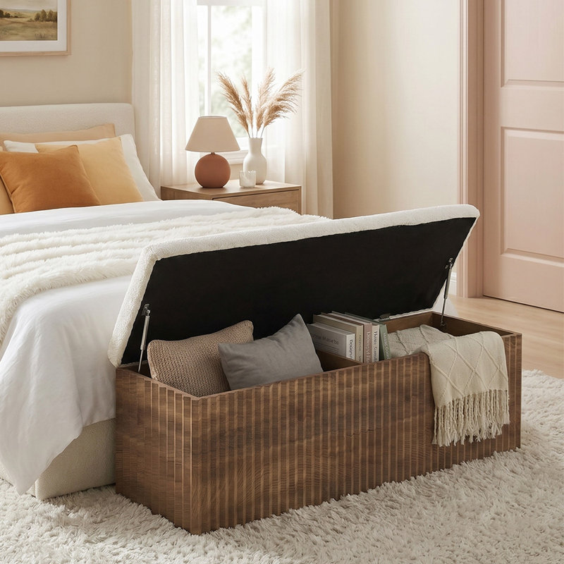 63" Upholstered Bedroom Bench with Storage