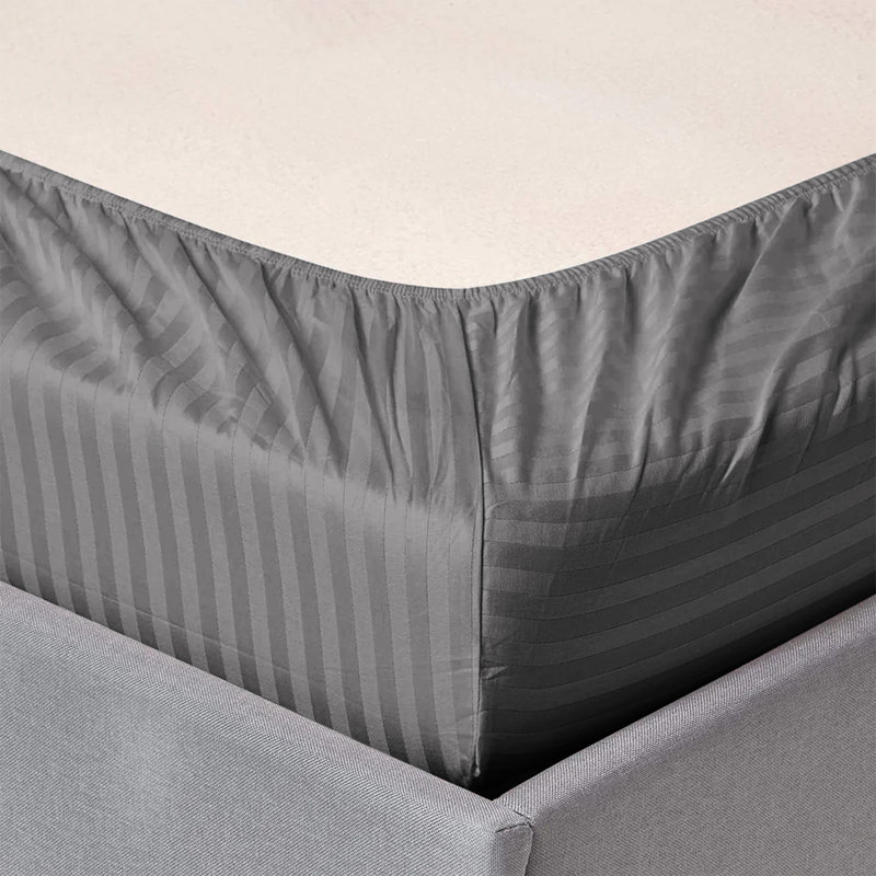 Spevek Soft & Cozy 40cm Extra Deep Pocket Microfiber Striped Fitted Sheet, Charcoal, King (152 x 200 cm)