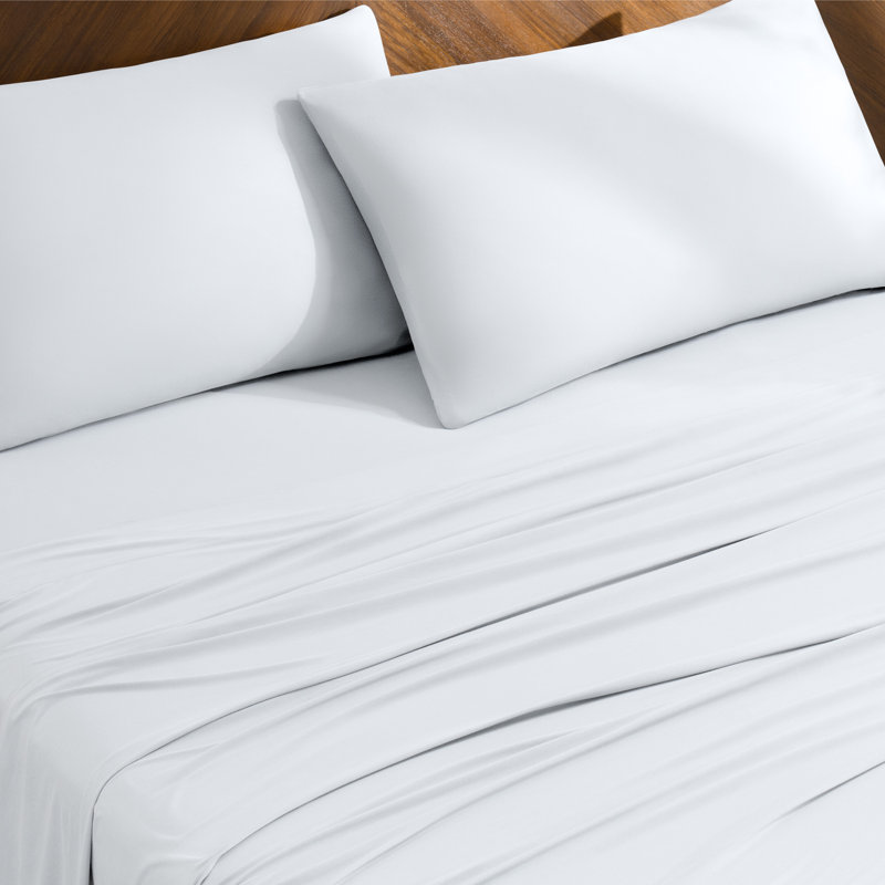 Microfiber Stretch Sheet Set, King Sheet Set with 2 King Pillowcases, White