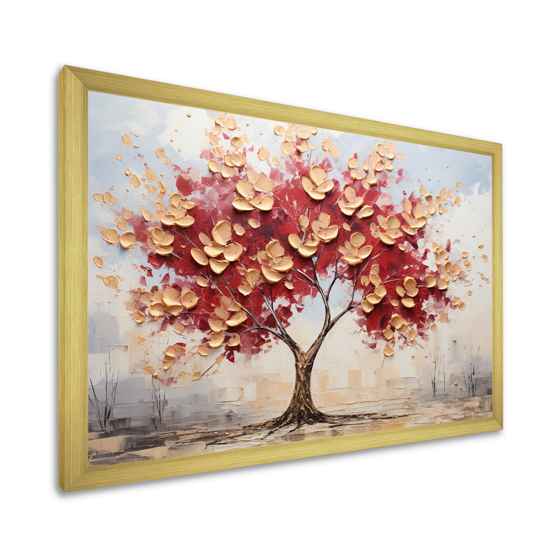 Érable doré sur toile Golden Elegance, Cadre photo doré simple, H 34 po x l 44 po x P 1,5 po