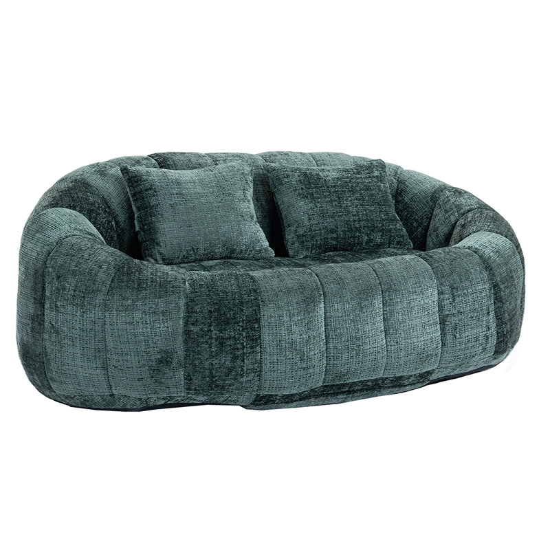 Accent Floor Soft Lounge Chair Back Bean Bag Chair Couch for Adults and Kids, Emerald Chenille