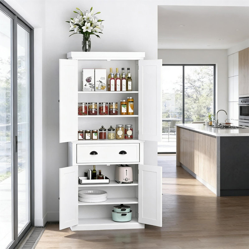 Armoire de rangement de salon, Blanc