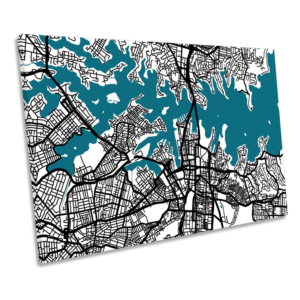 Sydney Australia Map Minimalistic - Wrapped Canvas Print
